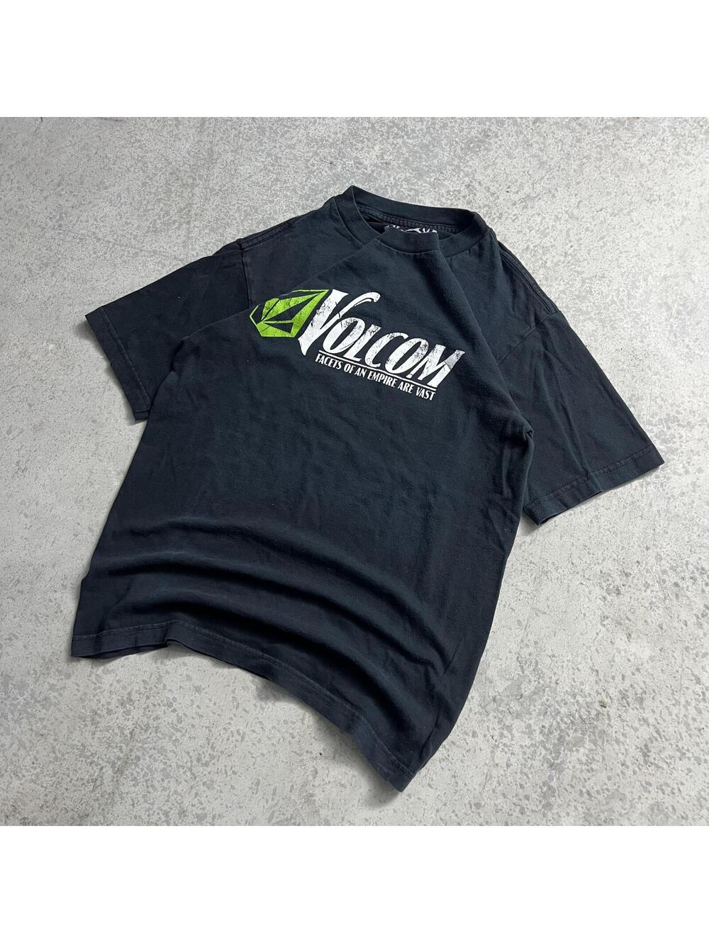 Y2K Volcom Basic Tee Graphic Shirt Sz. S Black Green Streetwear 100% Cotton